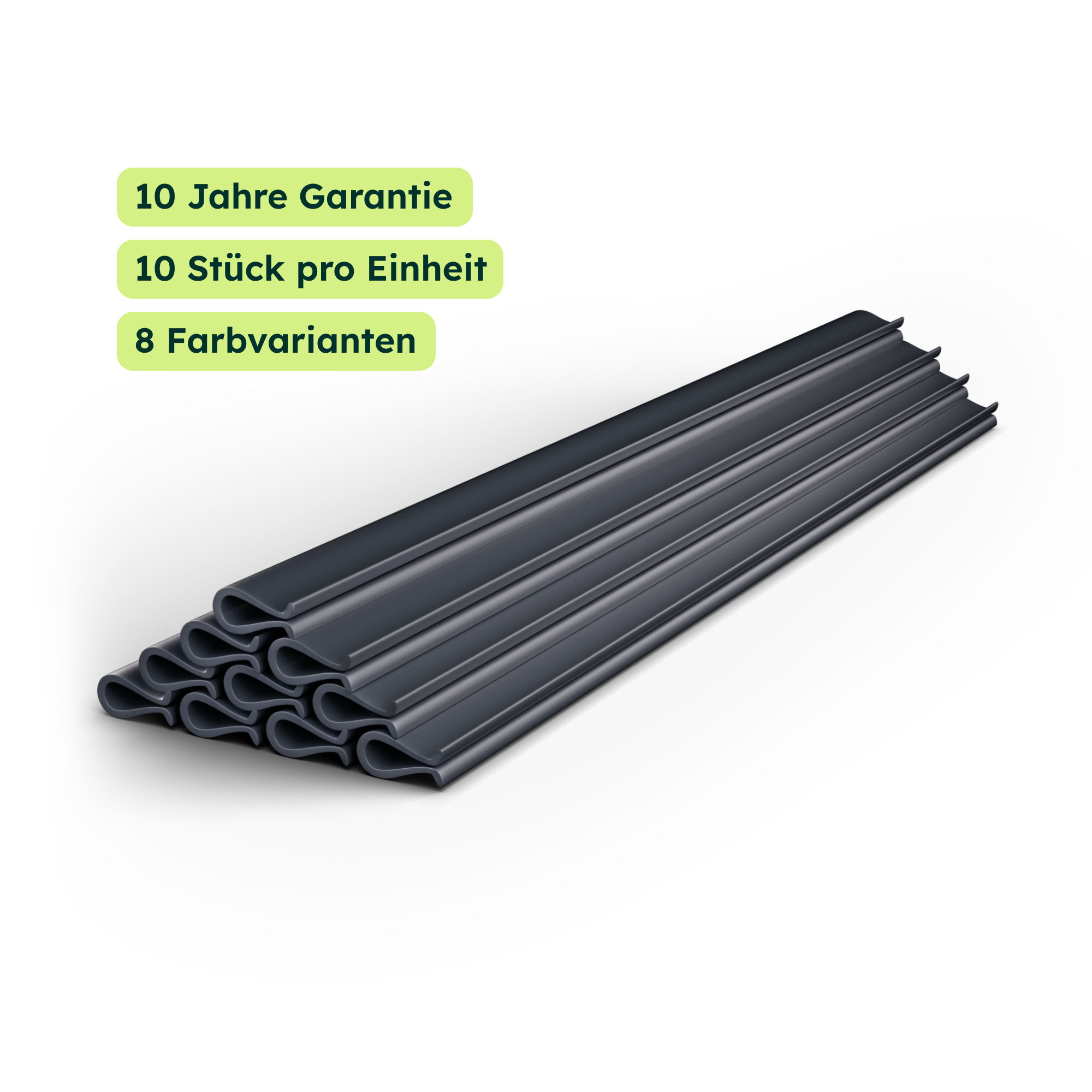 Premium 10x Mounting End Clips, UV-Resistant & Weatherproof, Colour-Matched, Height 19 cm, Mounting Rails for Fence Slats, Clips for Privacy Screen Strips