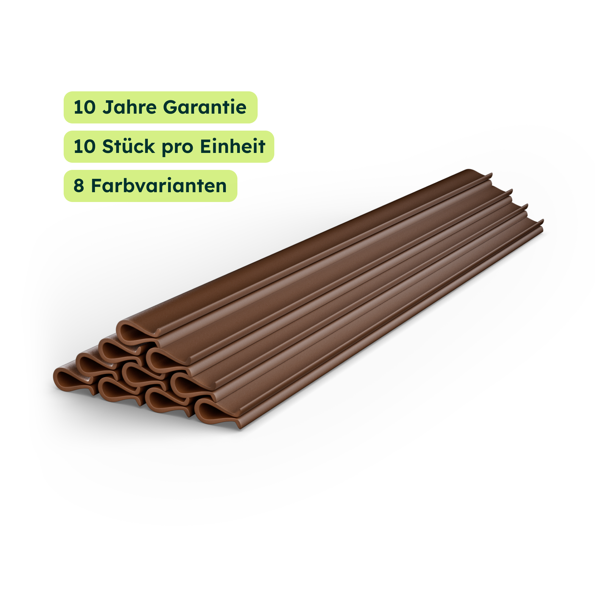 Premium 10x Mounting End Clips, UV-Resistant & Weatherproof, Colour-Matched, Height 19 cm, Mounting Rails for Fence Slats, Clips for Privacy Screen Strips