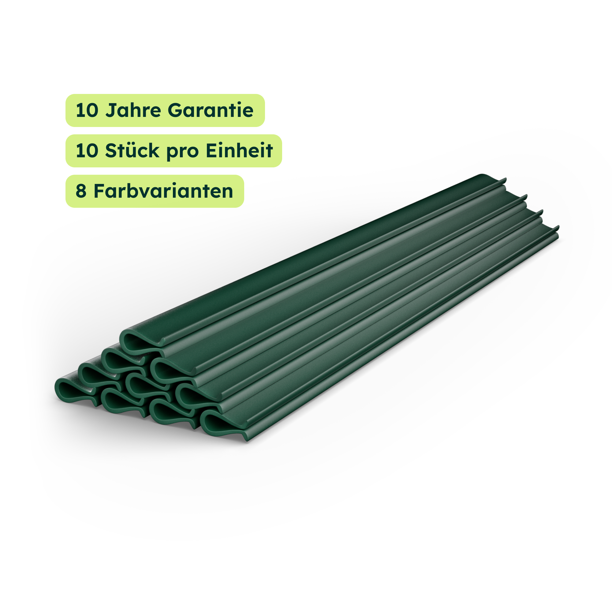 Premium 10x Mounting End Clips, UV-Resistant & Weatherproof, Colour-Matched, Height 19 cm, Mounting Rails for Fence Slats, Clips for Privacy Screen Strips