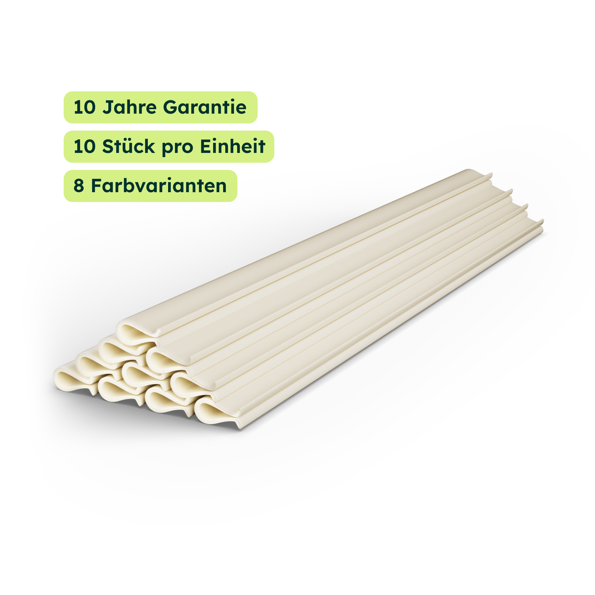 Premium 10x Mounting End Clips, UV-Resistant & Weatherproof, Colour-Matched, Height 19 cm, Mounting Rails for Fence Slats, Clips for Privacy Screen Strips