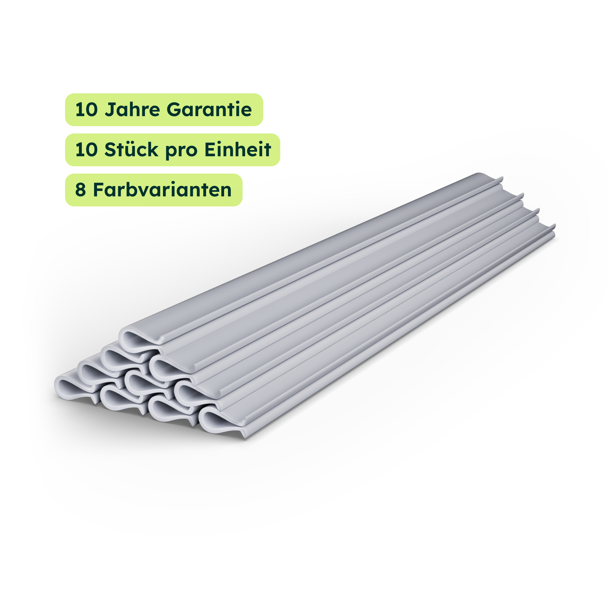 Premium 10x Mounting End Clips, UV-Resistant & Weatherproof, Colour-Matched, Height 19 cm, Mounting Rails for Fence Slats, Clips for Privacy Screen Strips