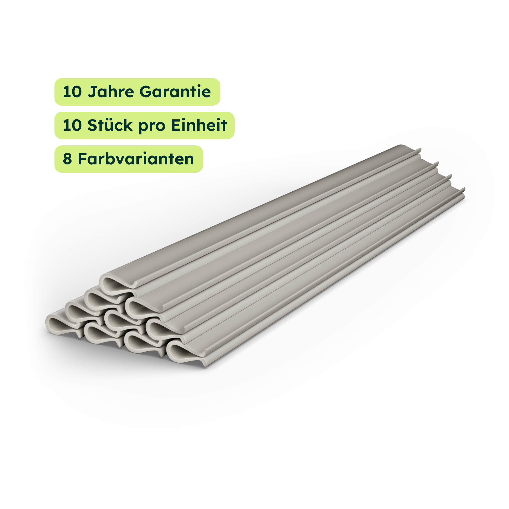 Premium 10x Mounting End Clips, UV-Resistant & Weatherproof, Colour-Matched, Height 19 cm, Mounting Rails for Fence Slats, Clips for Privacy Screen Strips
