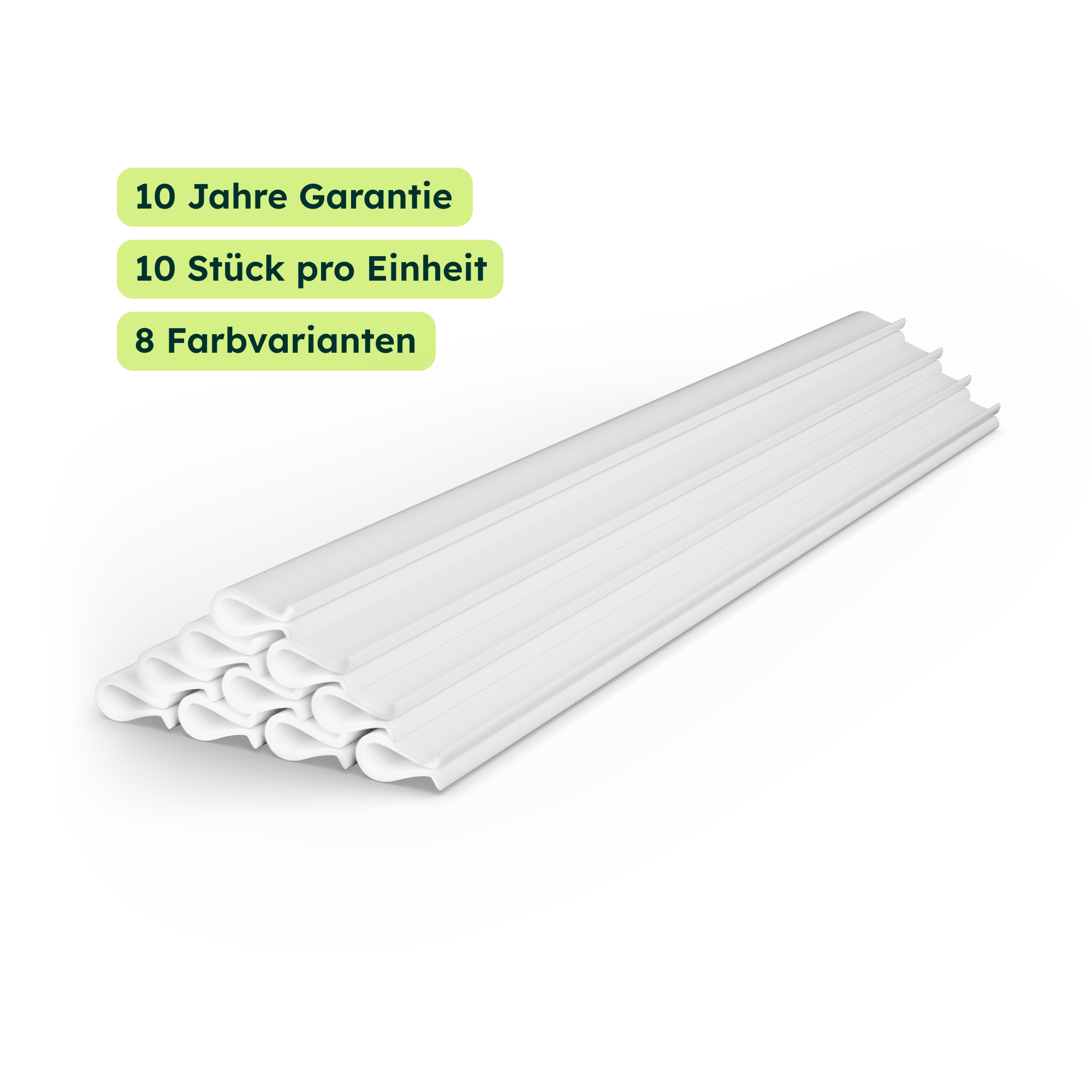 Premium 10x Mounting End Clips, UV-Resistant & Weatherproof, Colour-Matched, Height 19 cm, Mounting Rails for Fence Slats, Clips for Privacy Screen Strips