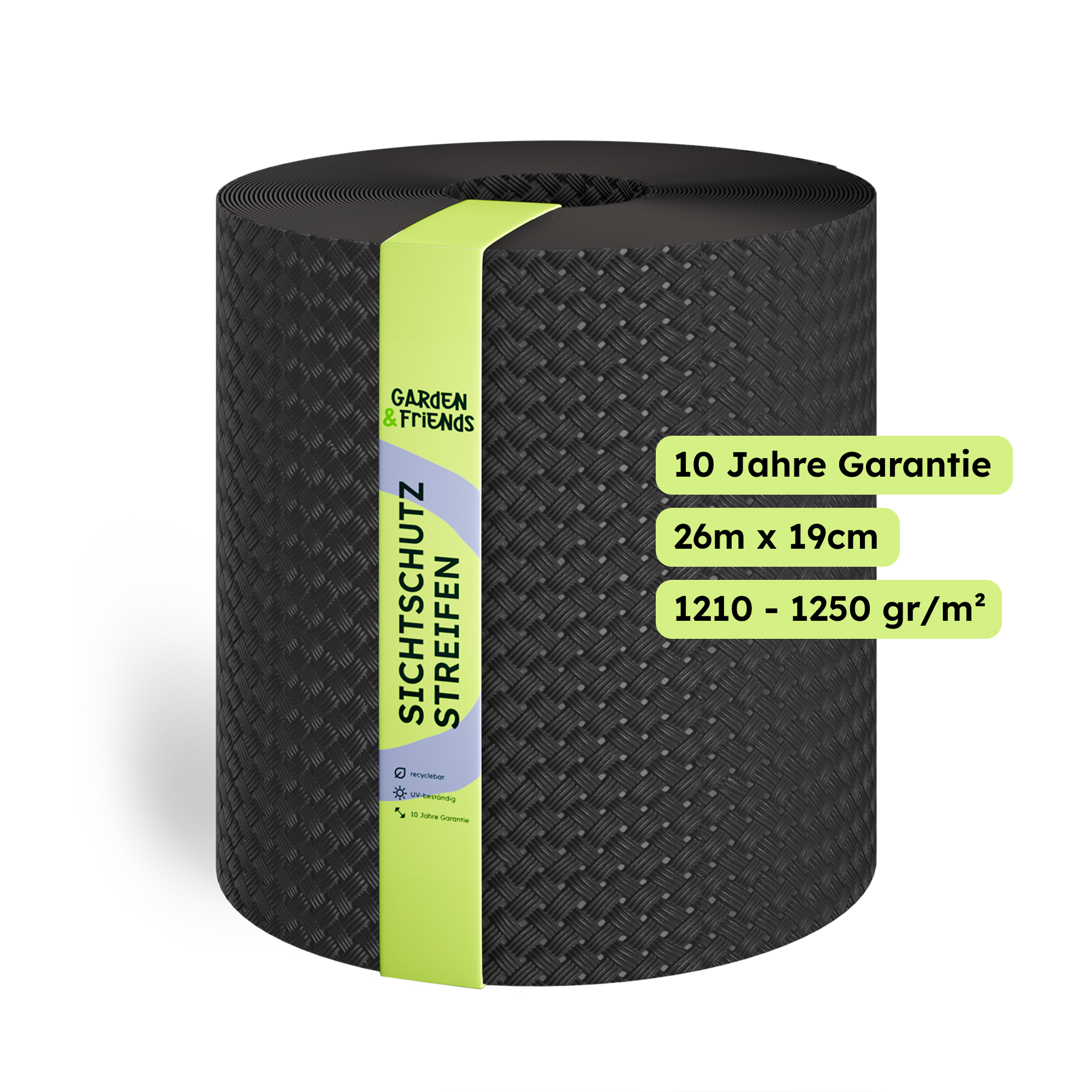 WOVA PVC-Free Polypropylene Fence Privacy Screen Strips - Rattan Look, No Plasticisers, No Yellowing (UV Class 10) - 26 m Long, 19 cm High, 10-Year Guarantee, Privacy Screen Tape with Technorattan Shape