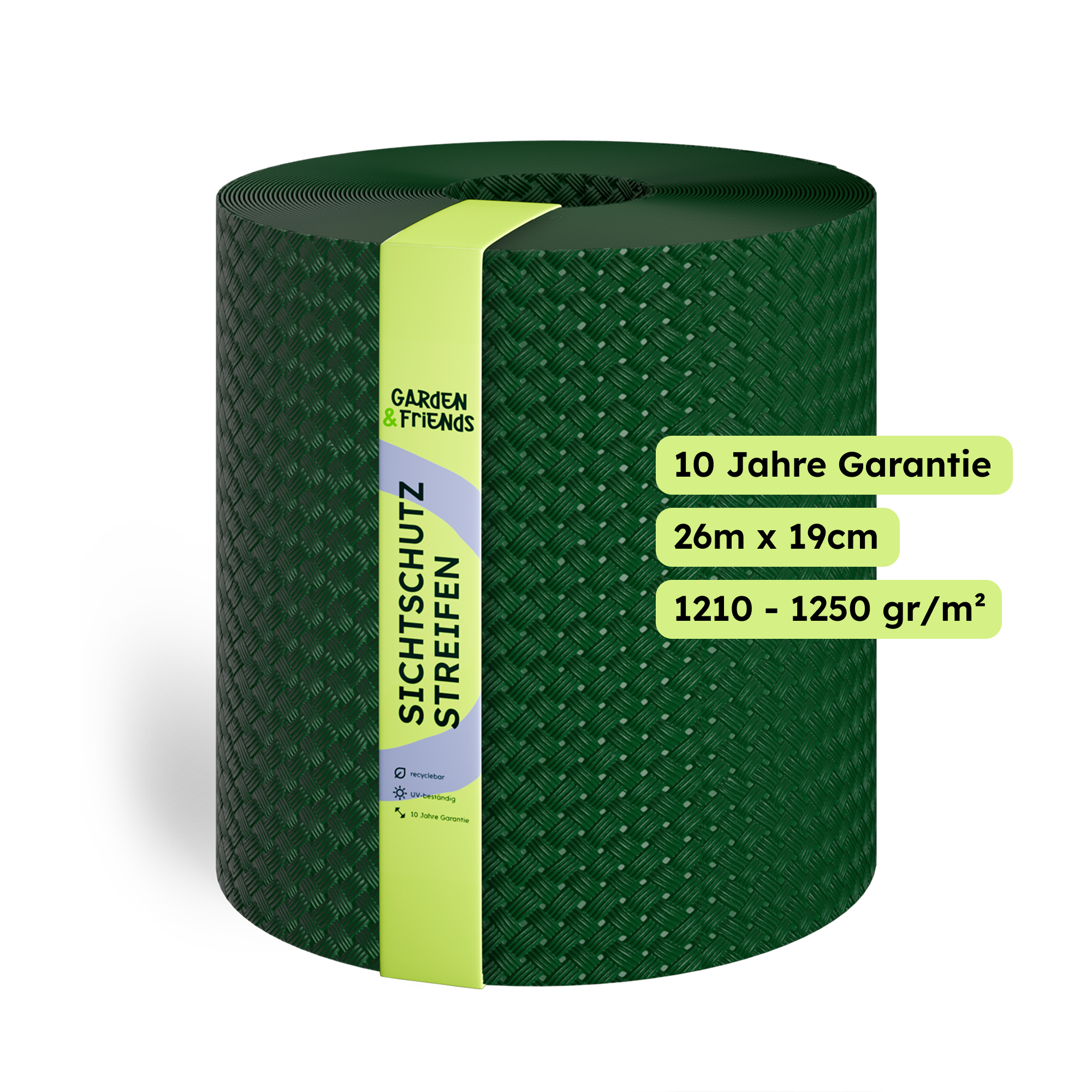 WOVA PVC-Free Polypropylene Fence Privacy Screen Strips - Rattan Look, No Plasticisers, No Yellowing (UV Class 10) - 26 m Long, 19 cm High, 10-Year Guarantee, Privacy Screen Tape with Technorattan Shape