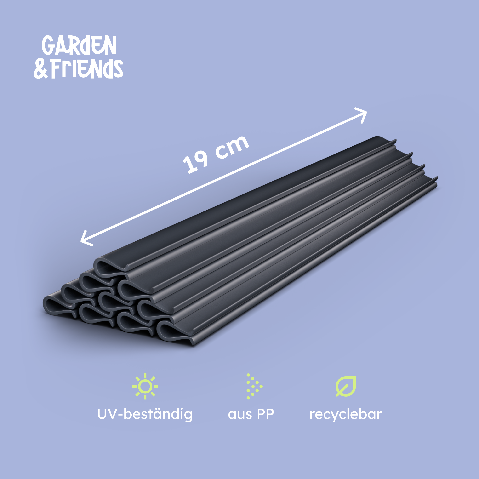 Premium 10x Mounting End Clips, UV-Resistant & Weatherproof, Colour-Matched, Height 19 cm, Mounting Rails for Fence Slats, Clips for Privacy Screen Strips