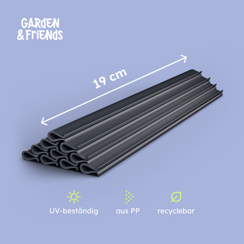 Premium 10x Mounting End Clips, UV-Resistant & Weatherproof, Colour-Matched, Height 19 cm, Mounting Rails for Fence Slats, Clips for Privacy Screen Strips