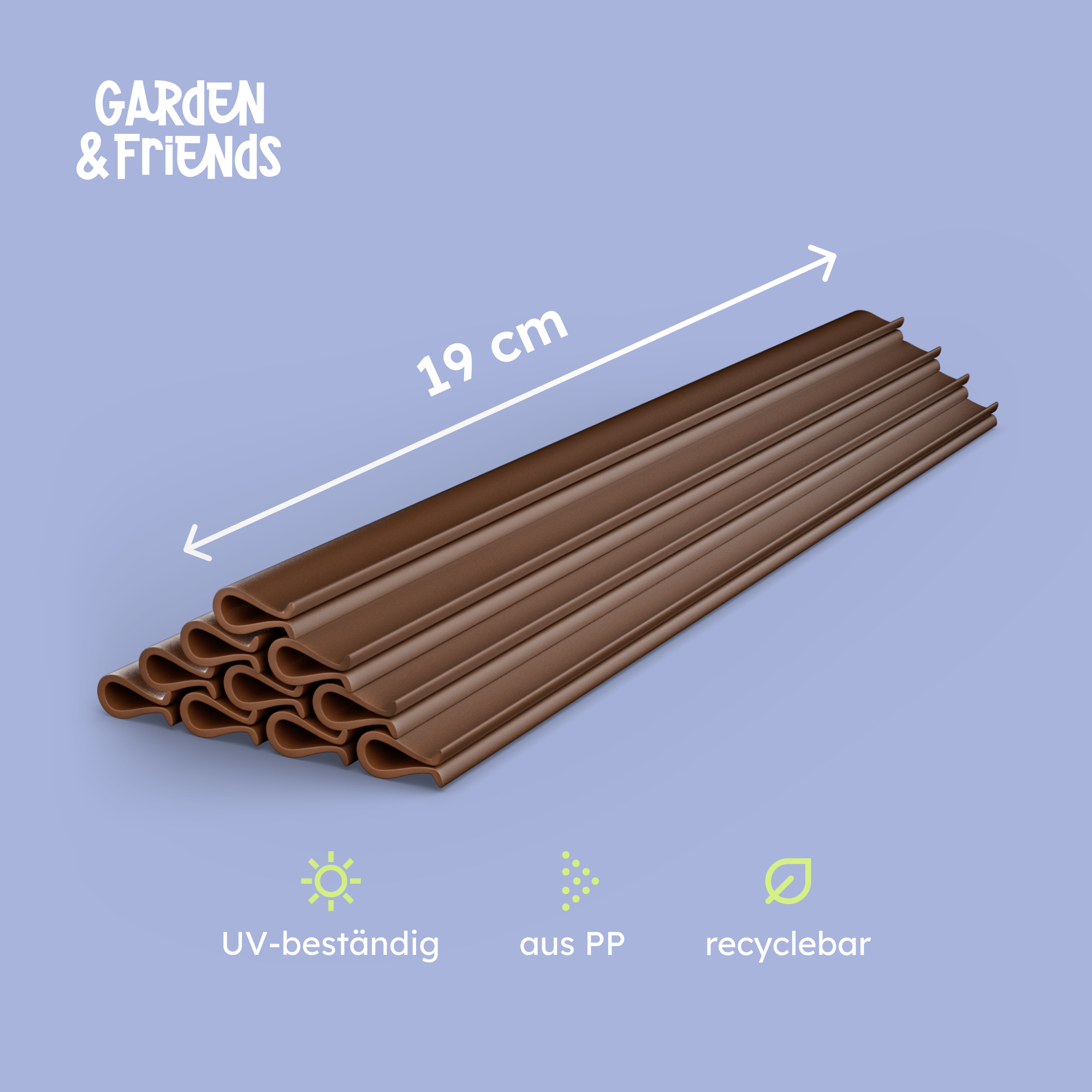 Premium 10x Mounting End Clips, UV-Resistant & Weatherproof, Colour-Matched, Height 19 cm, Mounting Rails for Fence Slats, Clips for Privacy Screen Strips
