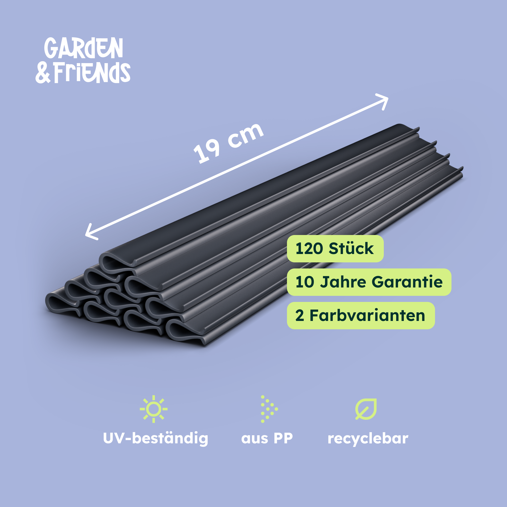 FARA Sichtschutzstreifen vorgeschnitten 60 × 2,55m 19cm Doppelstabmattenzaun PP